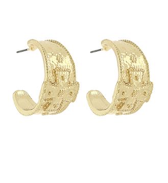 WIDE AND ACCENTED CROSS HOOPS - GOLD