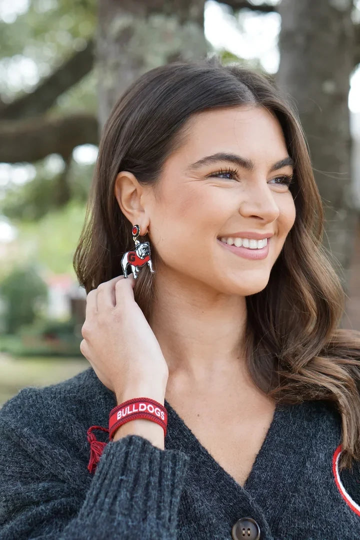 GEORGIA DAWG MASCOT EARRINGS - RED/BLACK