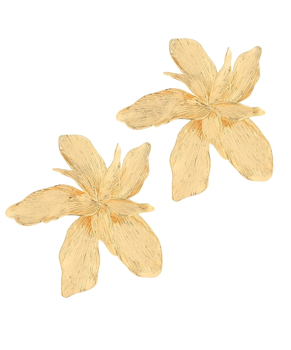Textured Flower Earrings - GOLD