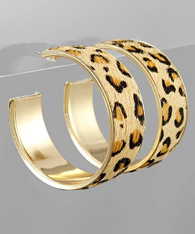 45mm Animal Print Leather Hoops