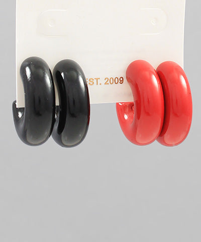 30MM CHUNKY HOOPS - RED/BLACK