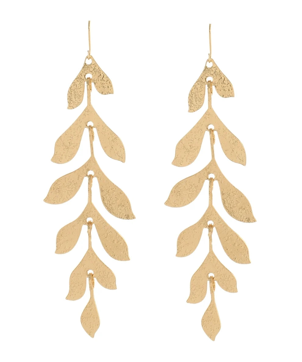 Linear Leaf Long Earrings