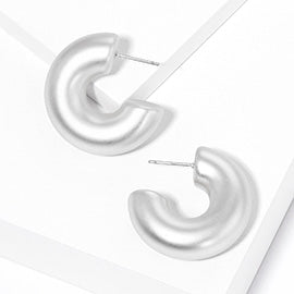 Thick Metal Hoop Earrings-silver