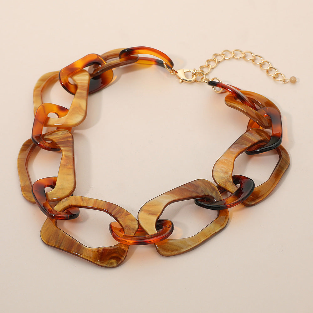 Celluloid Acetate Chunky Abstract Link Necklace