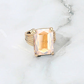 Emerald Cut Stone Adjustable Ring