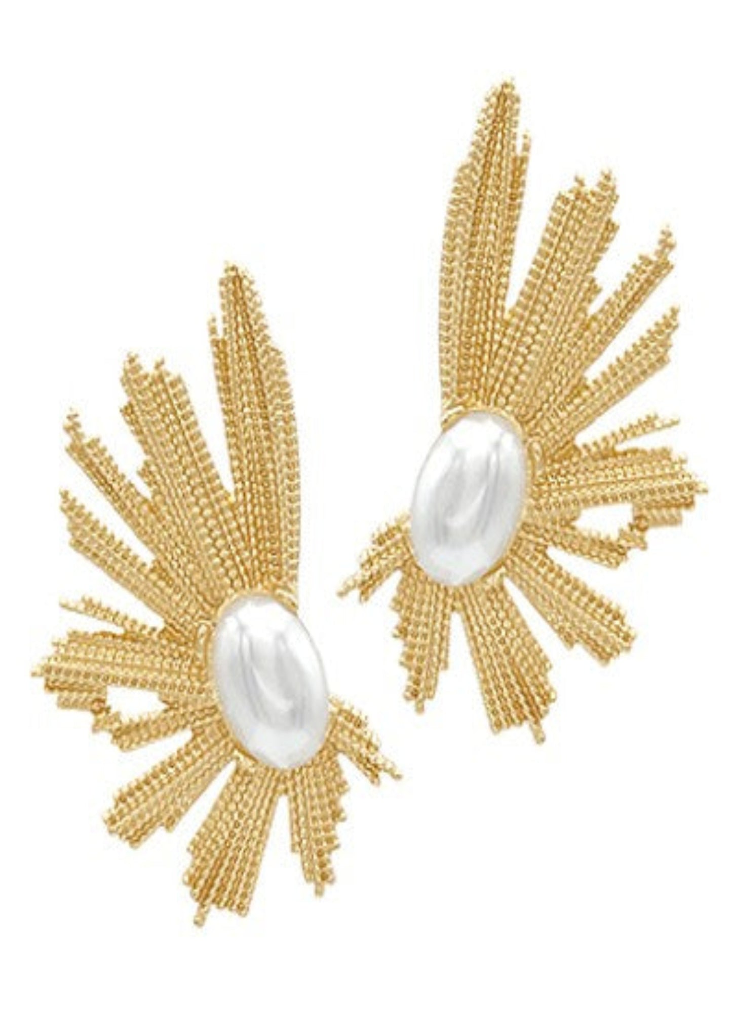 TEXTURED SUNBURST & PEARL EARRINGS