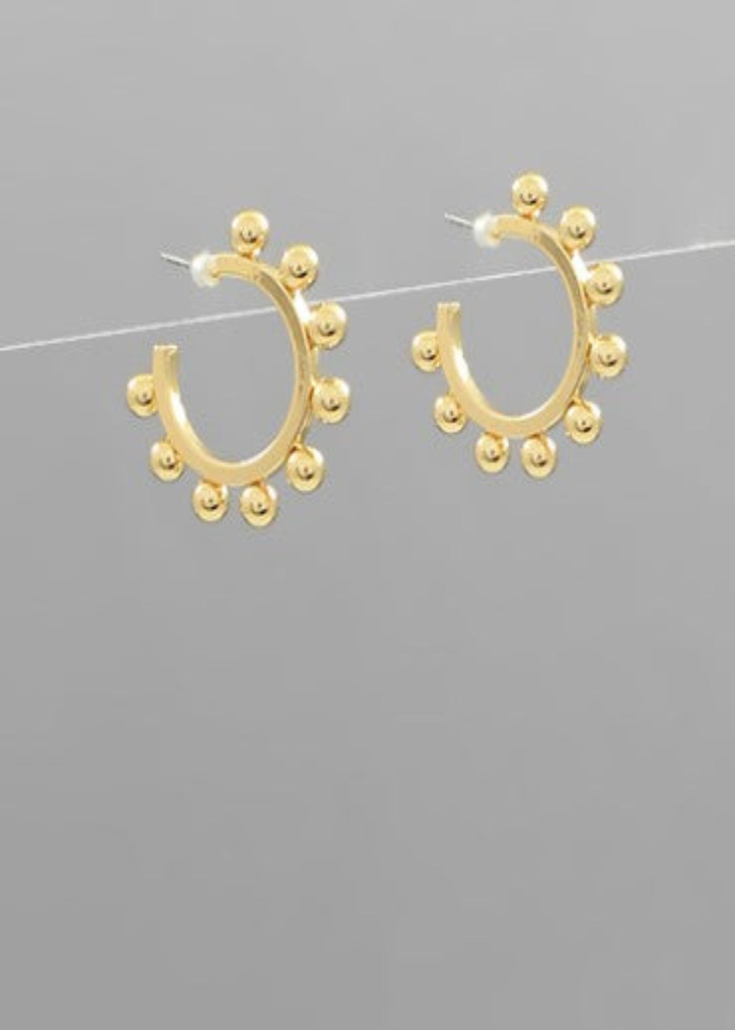 METAL BALL HOOP EARRINGS