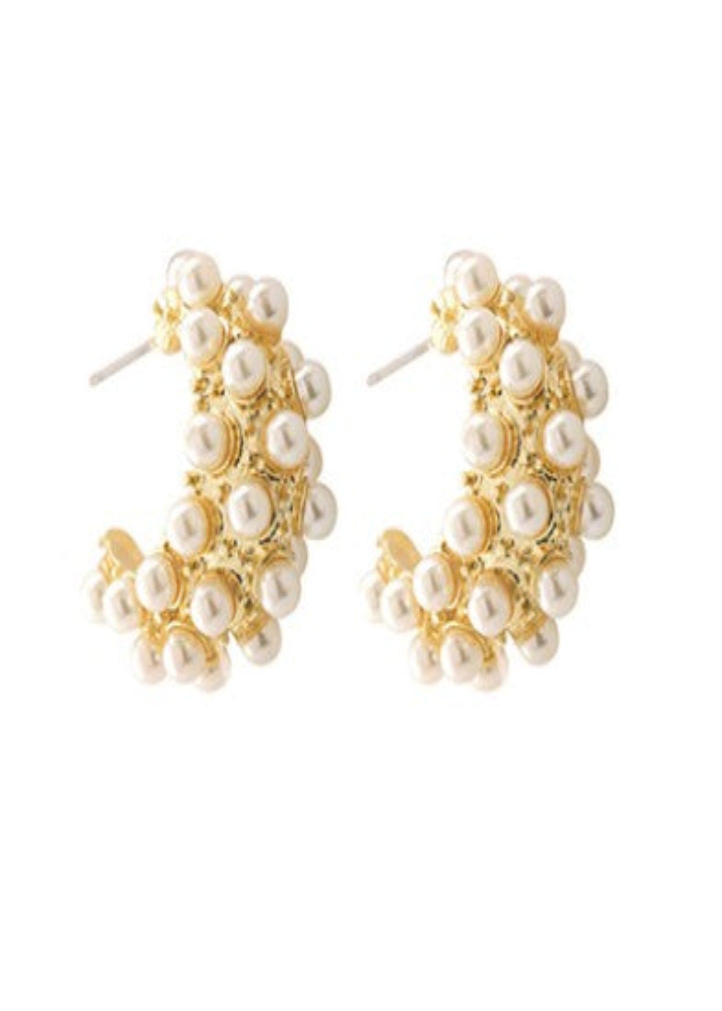 DOTTED PEARL HOOP EARRINGS
