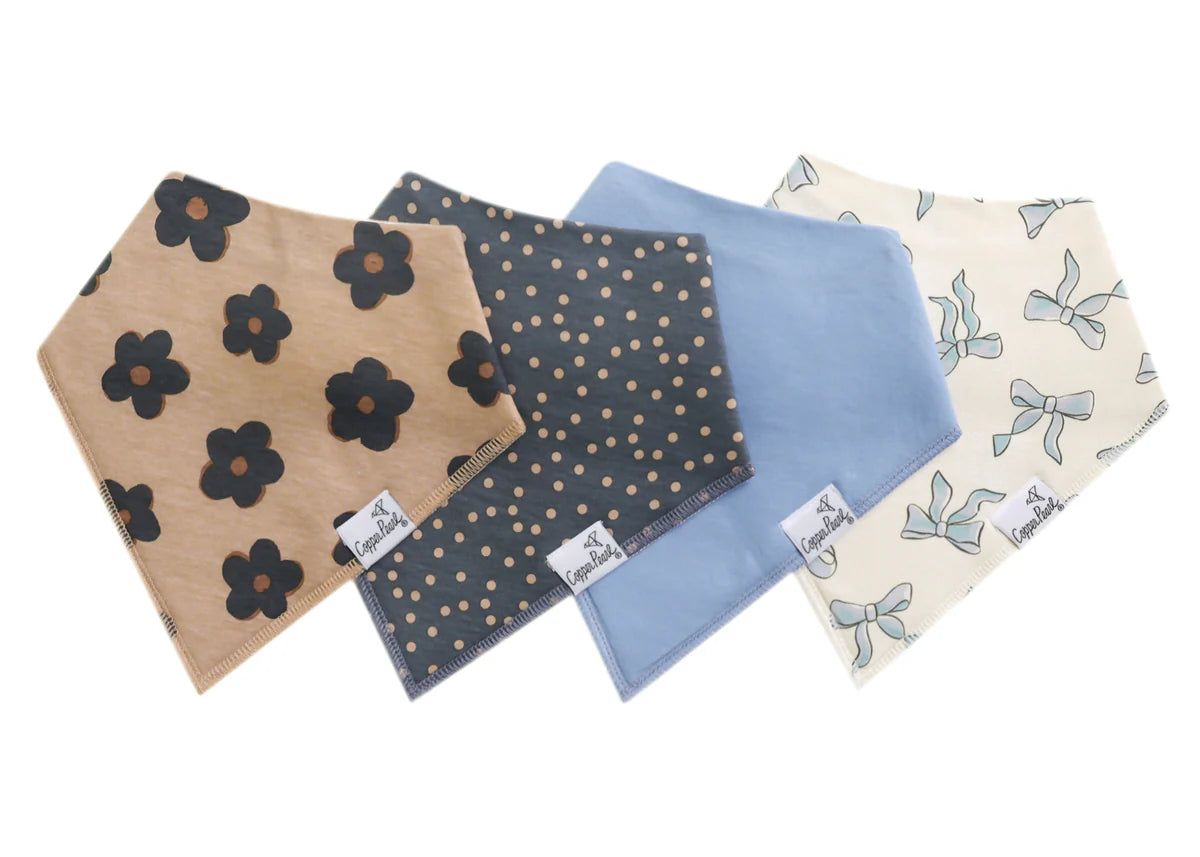 Gemma in Tan Bandana Bib Set (4- Pack)