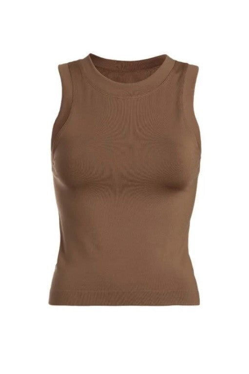 SMOOTH THICK BANDED TANK - TOFFEE