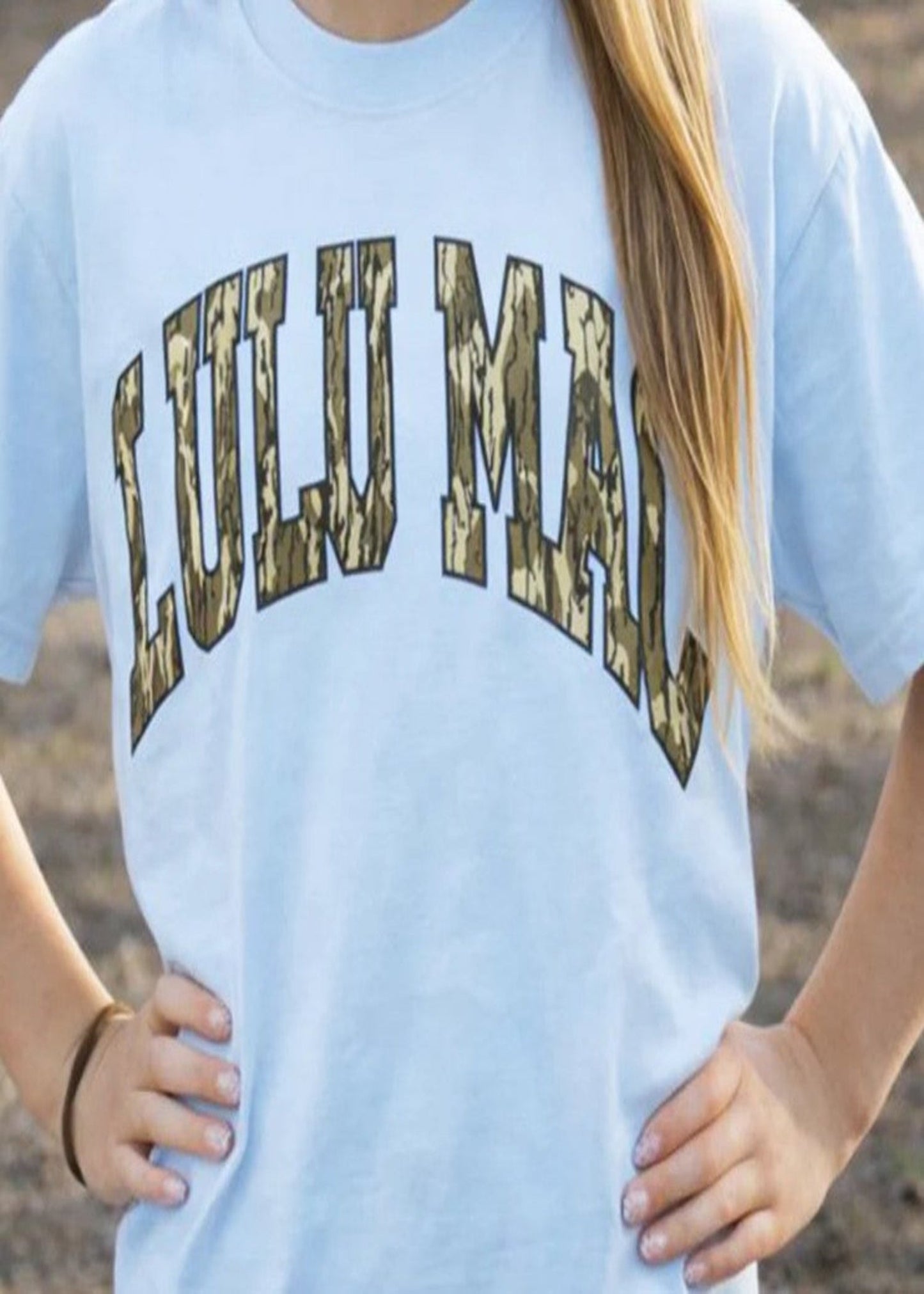 LULU MAC YOUTH MOSSY OAK TEE - CHAMBRAY