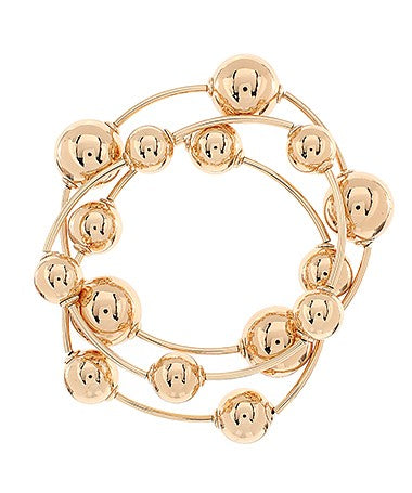 THREE ROW CCB STATION BAR BRACELET - GOLD