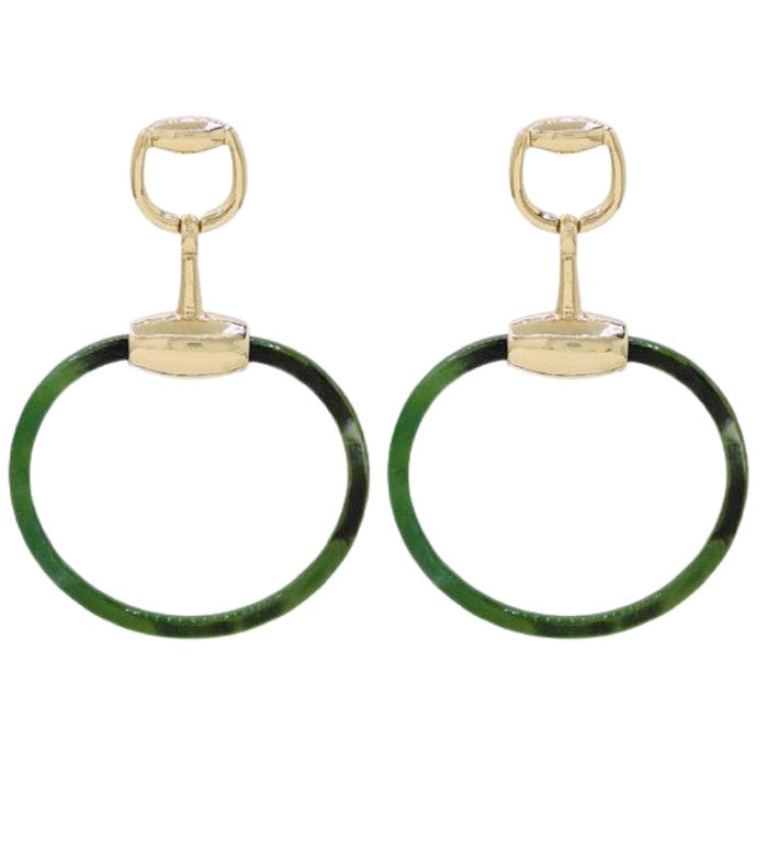 RING AND HORSEBIT EARRINGS - OLIVE
