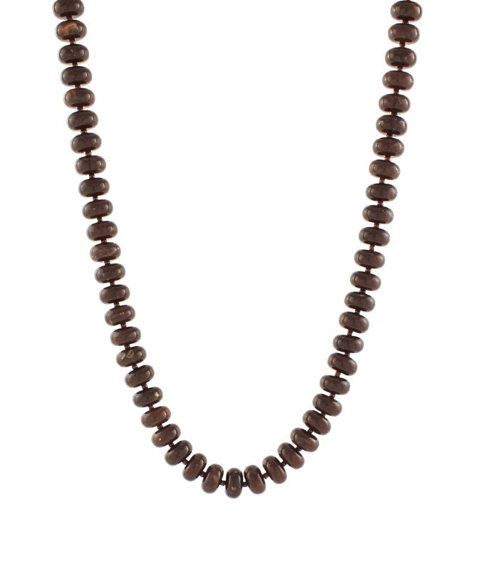 MARBLE RONDELLE AND SEED BEAD NECKLACE - BROWN