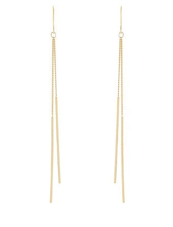 END BAR LAYERED CHAIN LONG EARRINGS - GOLD