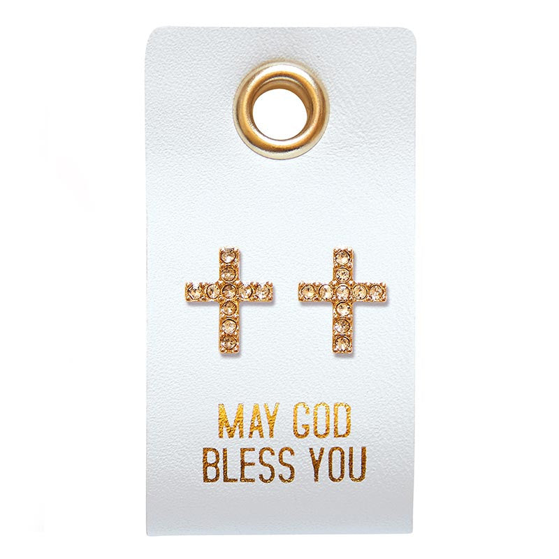 LEATHER TAG - GOD BLESS CROSS