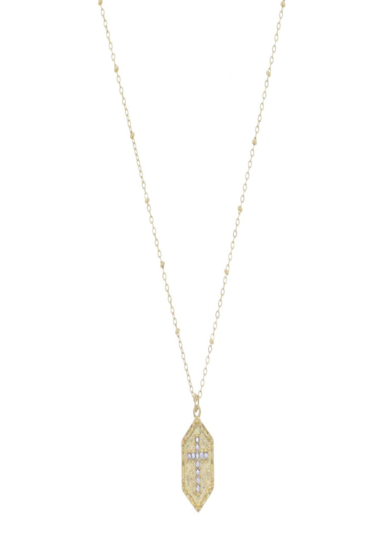 CLEAR CRYSTAL CROSS NECK