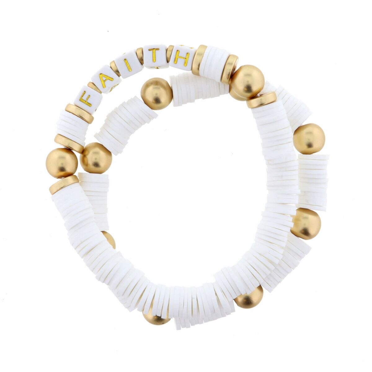 FAITH ON WHITE STRANDS BRACELET-WHITE