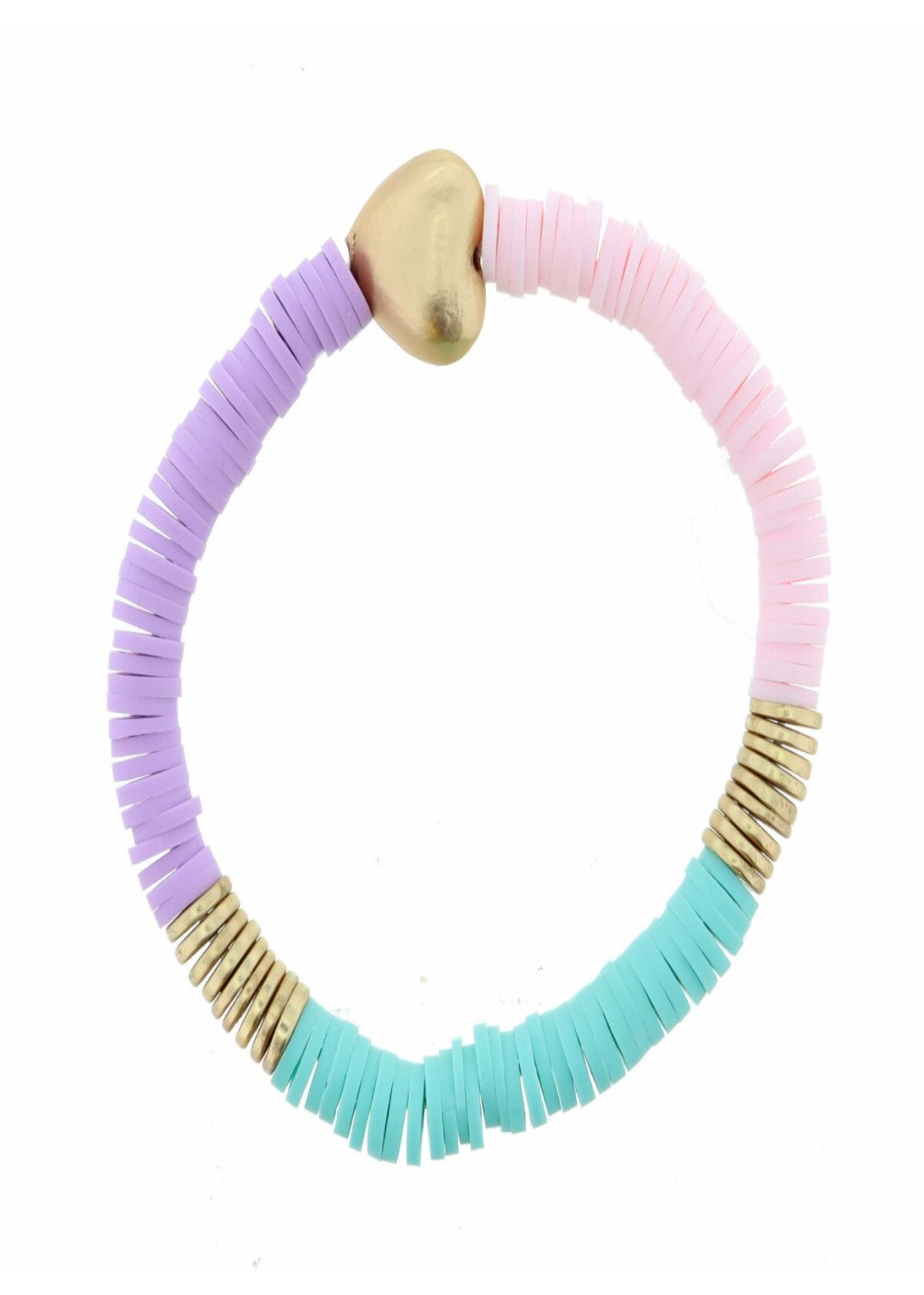 Pink, Lavender, Mint Colorblock Rubber Sequin with 3D Gold Heart