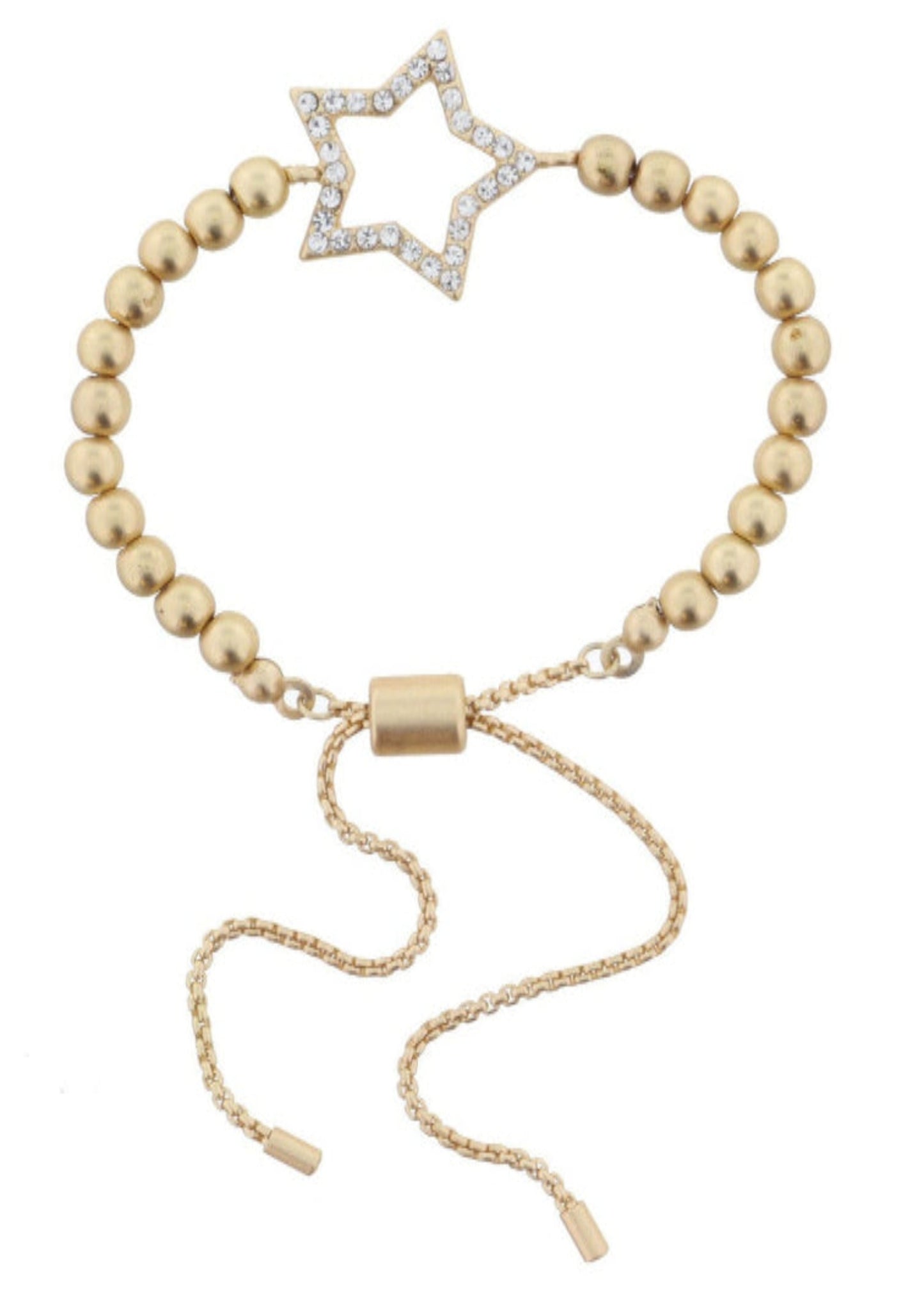 GOLD BALL BEADED WITH CLEAR CRYSTAL STAR BRACELET