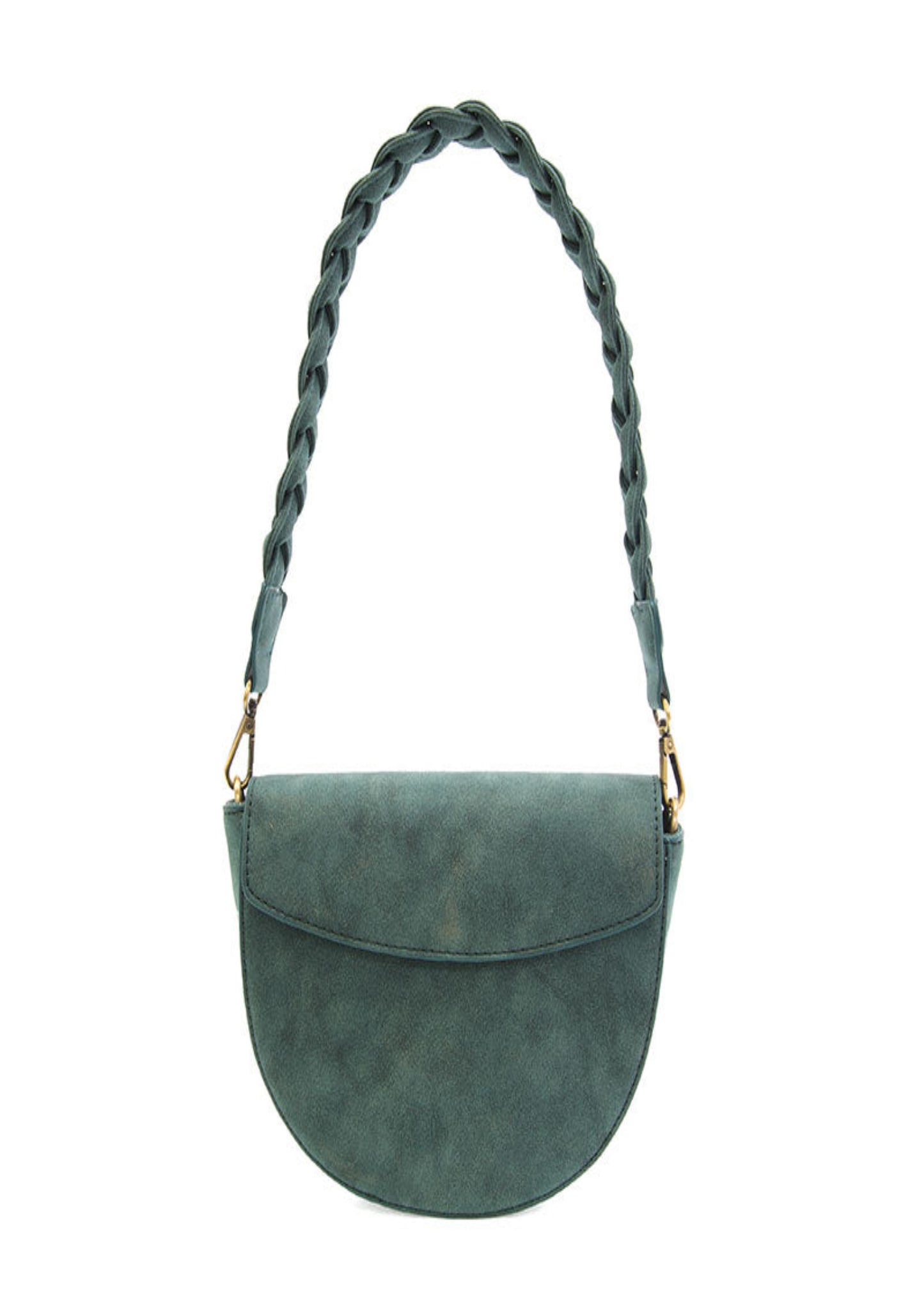 DEEP TEAL LUNA CRESCENT CROSSBODY WITH BRAIDED STRAP
