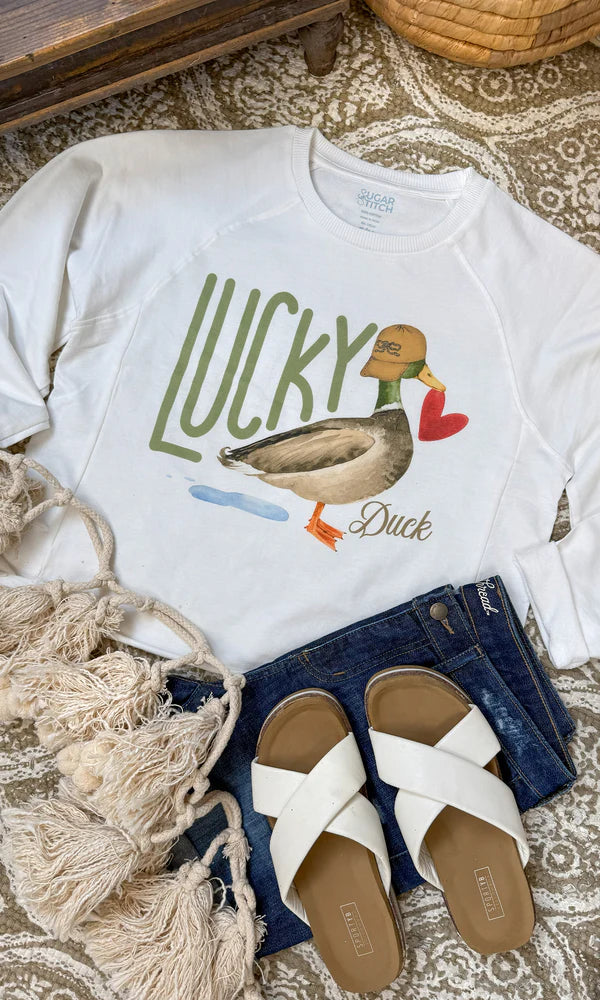 LUCKY DUCK LONG SLEEVE EDGY GRAPHIC TSHIRT