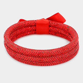 Rhinestone Pave Bangle Layered Bracelets - Red