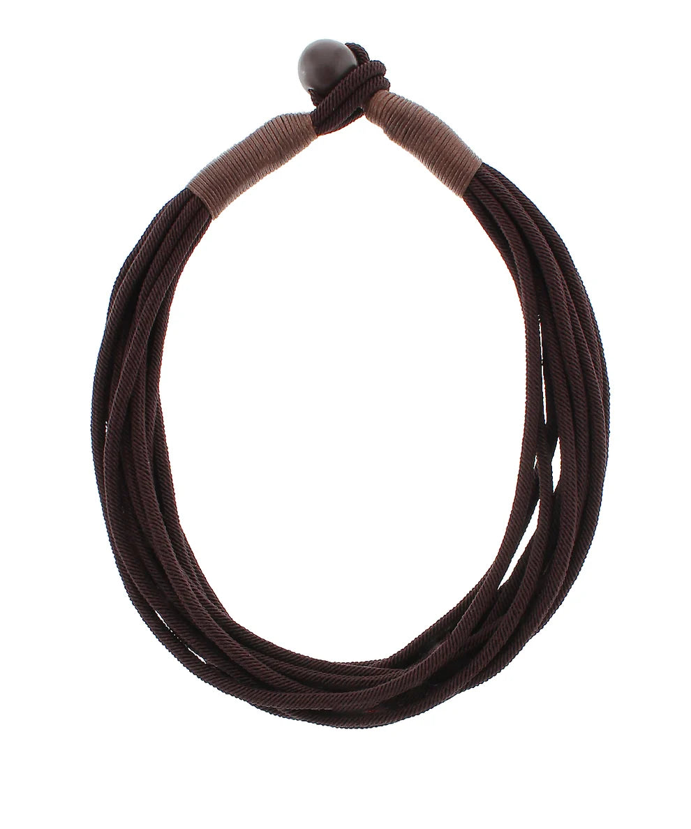 MULTI LAYERED ROPE NECKLACE - BROWN
