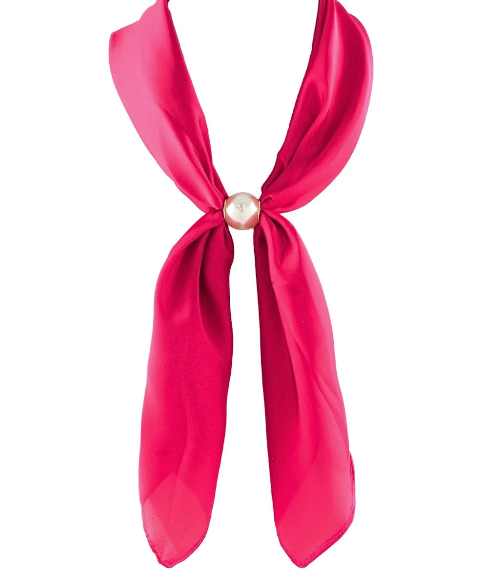 ACCENTED PEARL SCARF NECKLACE - FUCHSIA