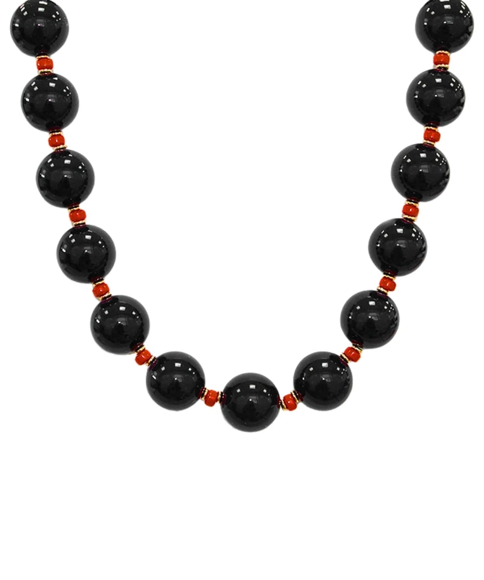 BLACK AND RED BEADED NECKLACE