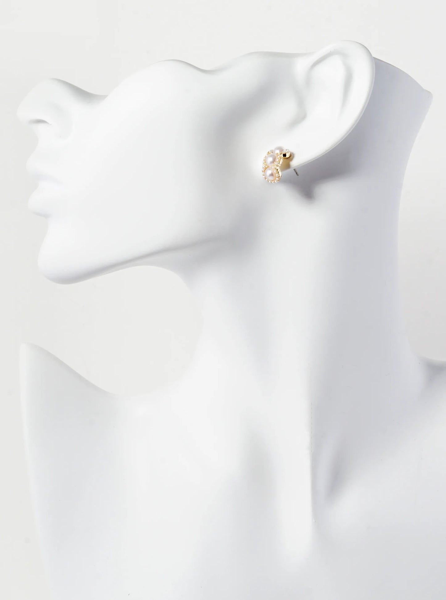 Pearl Beaded 13mm Half Circle Stud Earrings