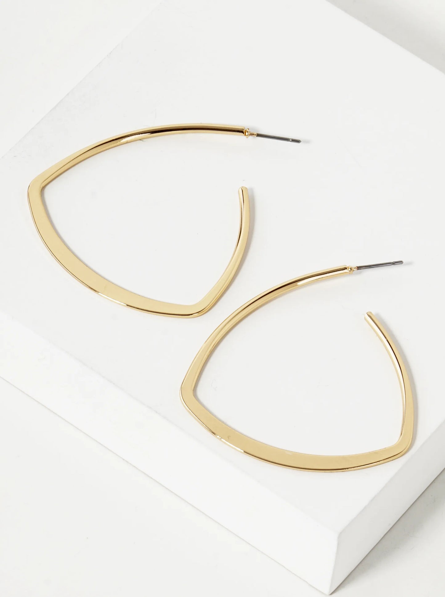 Polished Metal 45mm Flat Tapered Edgy Hoop Earrings