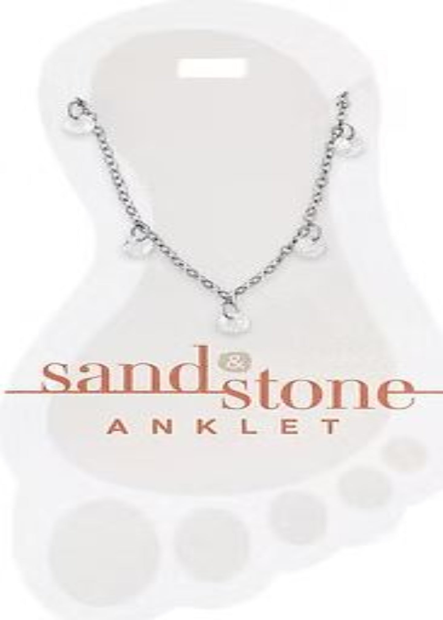 SILVER BALL & CZ DANGLE SAND & STONE ANKLET