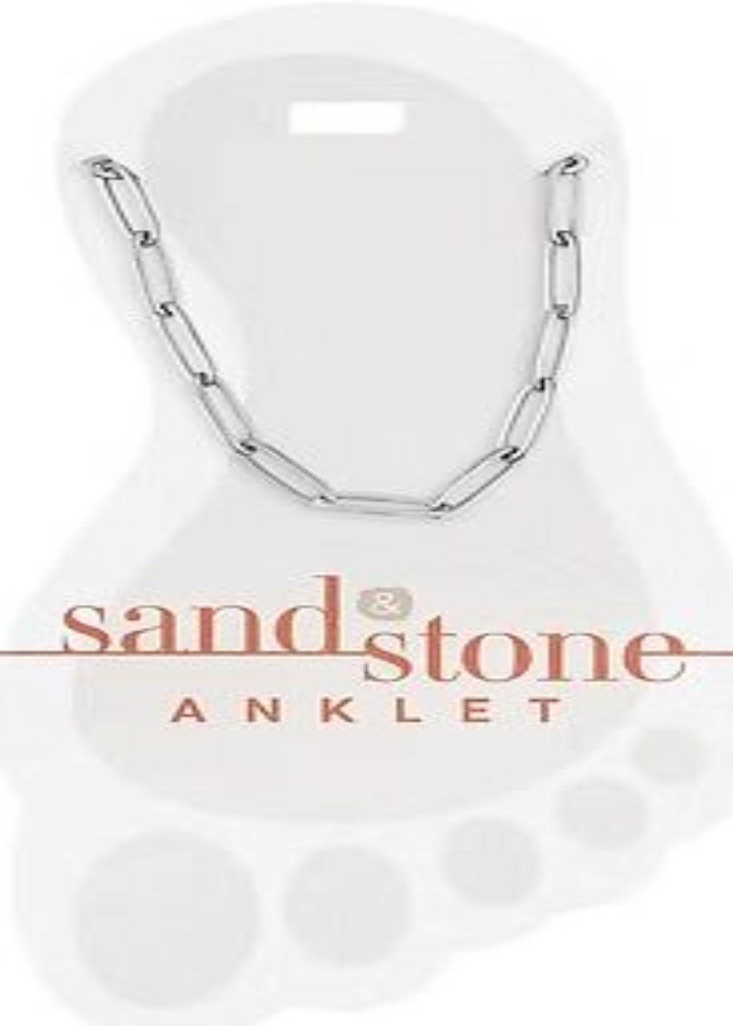 SILVER PAPERCLIP SAND & STONE ANKLET