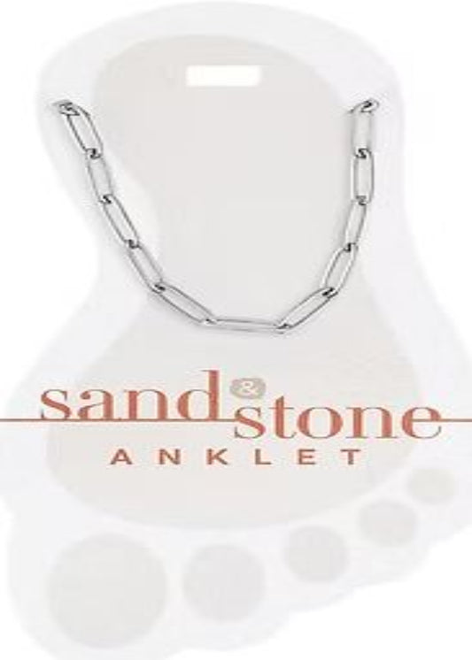 SILVER PAPERCLIP SAND & STONE ANKLET
