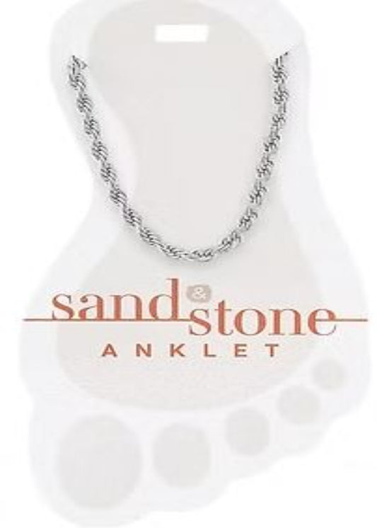 SILVER ROPE CHAIN SAND & STONE ANKLET