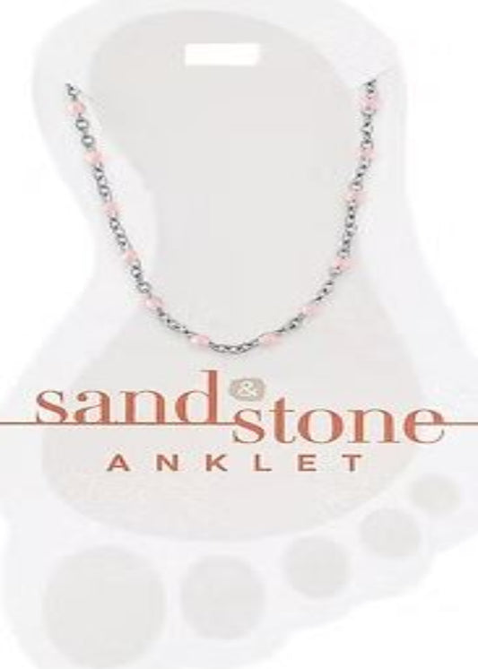 SILVER PETITE PINK BEADED CHAIN SAND & STONE ANKLET