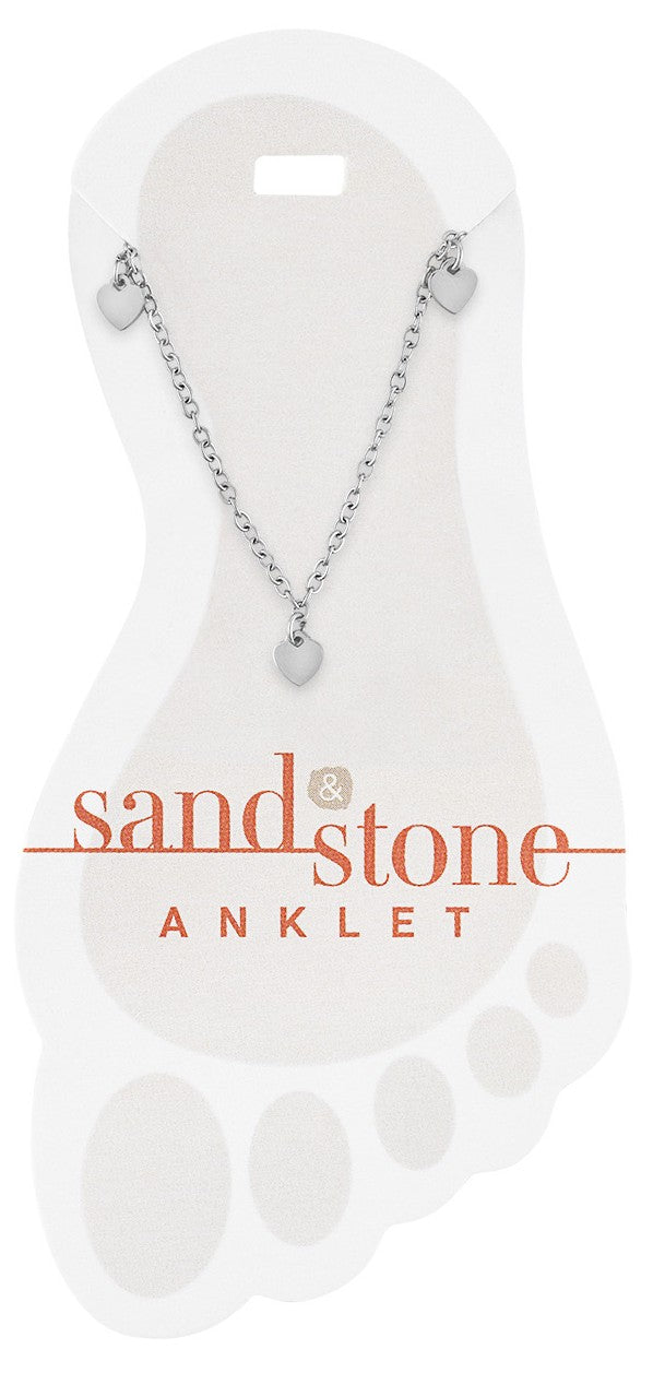 SILVER MULTI HEART DANGLE ANKLET