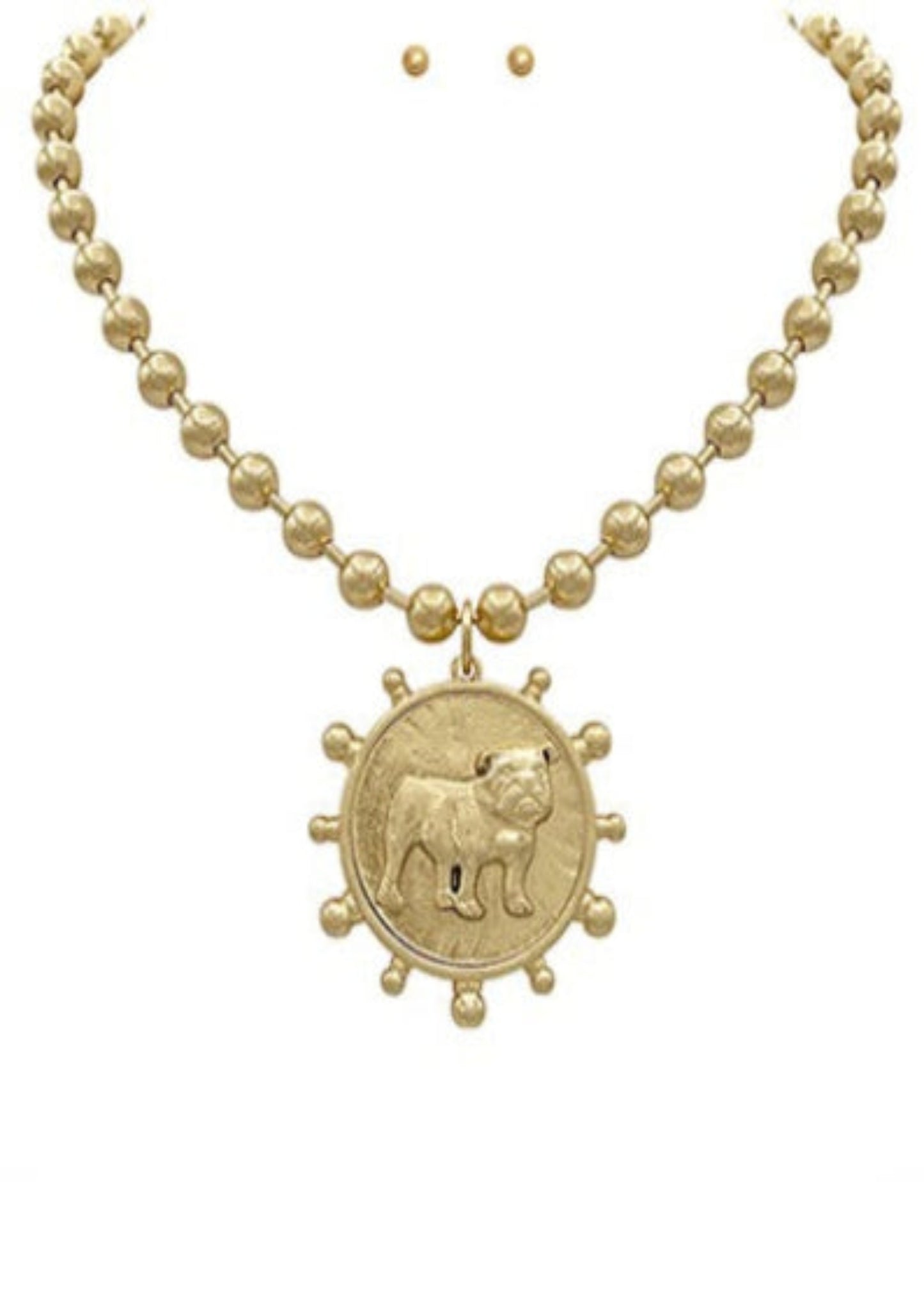 BULLDOG COIN NECKLACE SET - GOLD