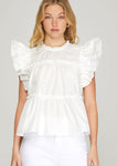 LUCY FLUTTER TIERED TOP-OFF WHITE