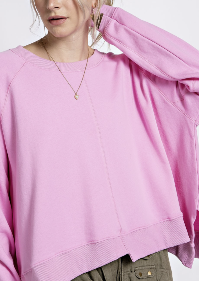 BANDED CREW NECK BARBIE PNK