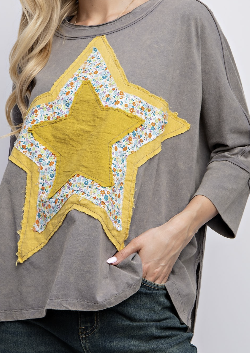 SLUB STAR HALF SLEEVE ASH