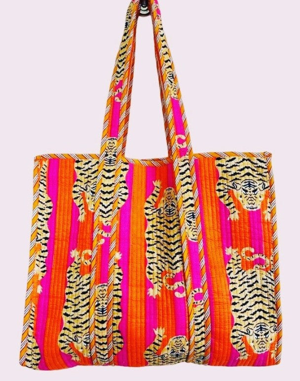 TOTE BAG-ORANGE AND PINK