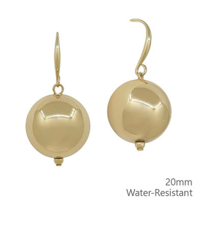 20mm METAL BALL EARRINGS - GOLD