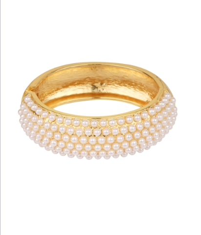 PAVE PEARL BANGLE BRACELET - CREAM