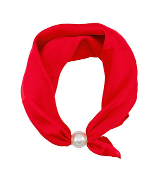 ACCENTED PEARL SCARF CHOKER - RED