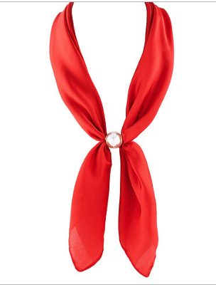 ACCENTED LONG PEARL SCARF CHOKER - RED