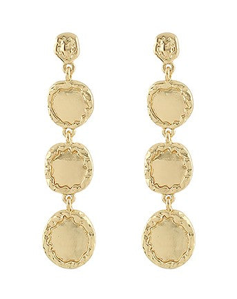 LINEAR AND TEXTURED ORGANIC ROUND EARRINGS - GOLD
