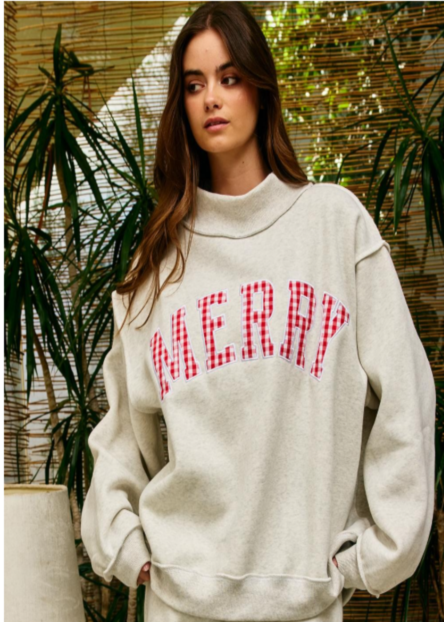 MERRY MOCKNECK - RED PLAID