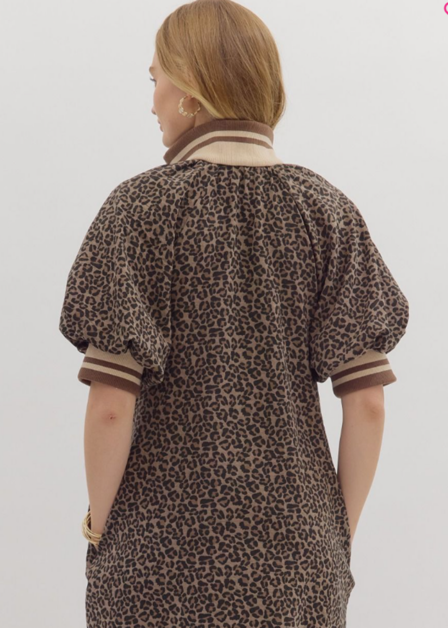 JENNA LEOPARD PRINT MINI DRESS - MOCHA